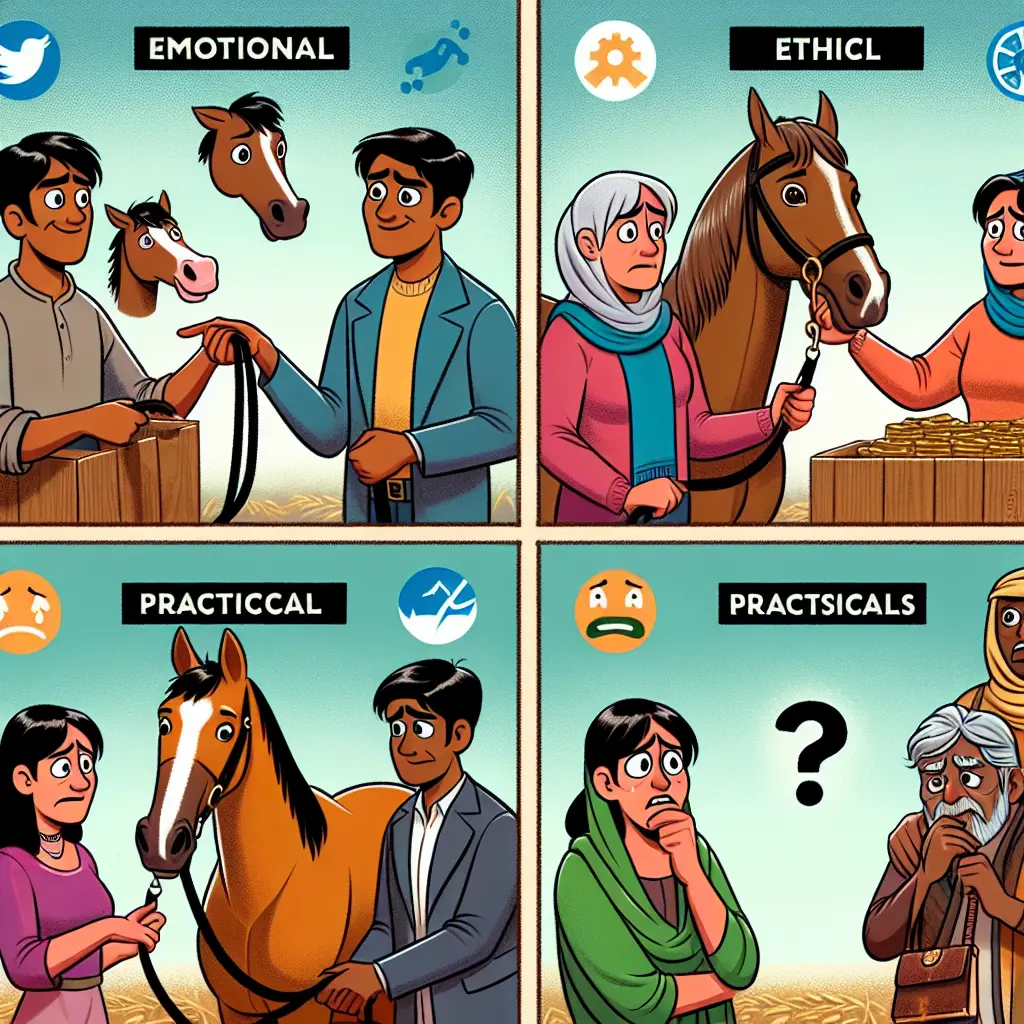 Exploring the Emotional Dilemma: Horse grazing in the pasture