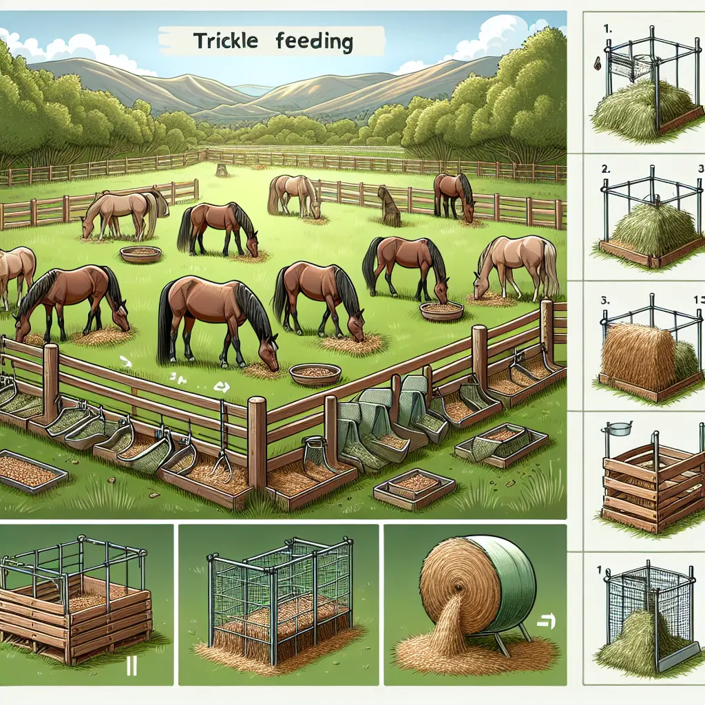 Innovative Strategies for Trickle Feeding Forage to Grazing Horses: A horse feeding from a slow feeder