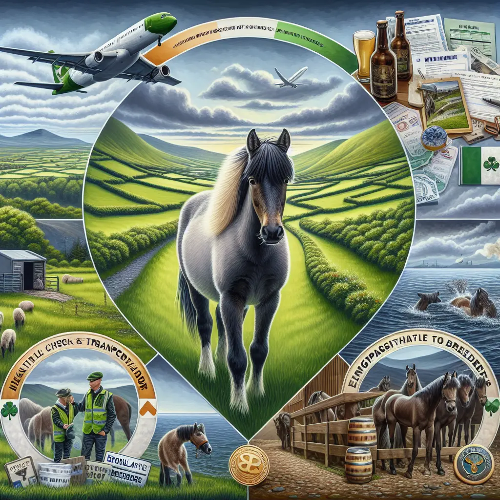 Connemara Pony in Ireland against rolling green hills. Click to visit Just Horse Riders