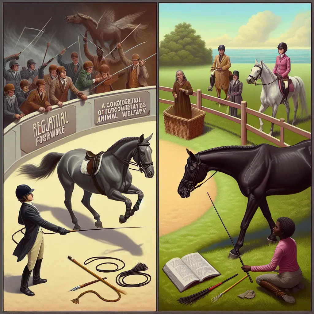 Should We Ban Whips in Equestrian Practices: A horse whip and rider