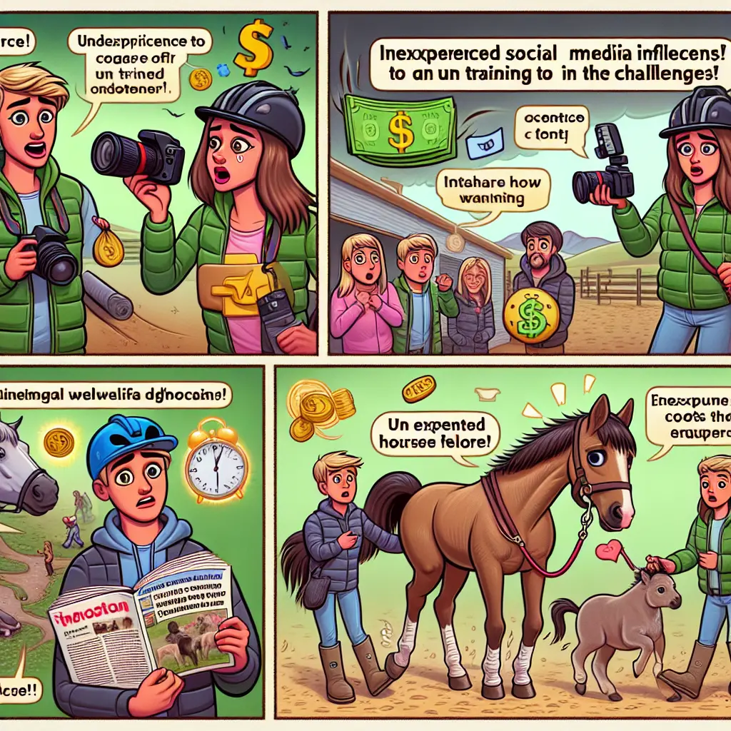 Exploring the Trend of Inexperienced Influencers Purchasing Young Horses: Image showing influencer with horse gear