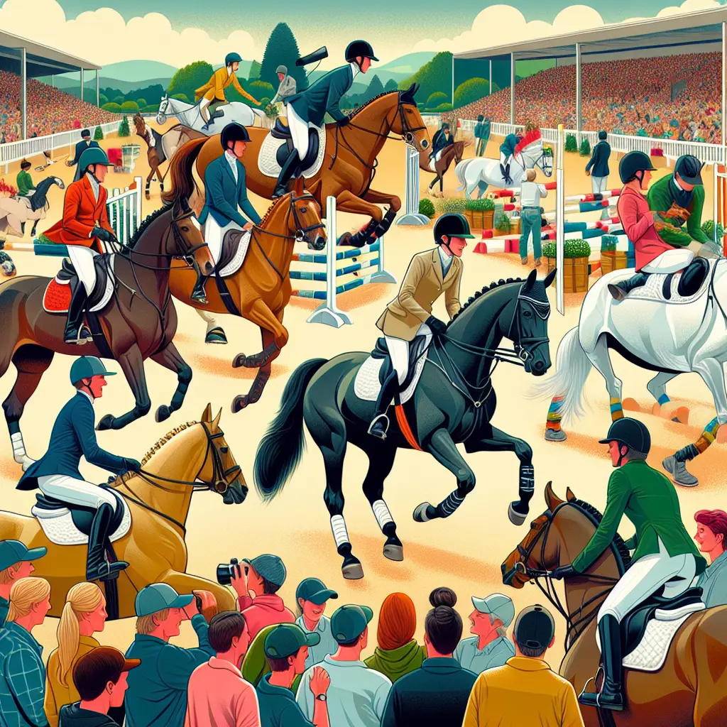 Exploring the Joys and Challenges of Equestrian Competitions: A group of riders supporting each other