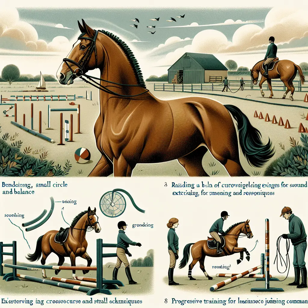 Horse rider practicing bending techniques for young horses