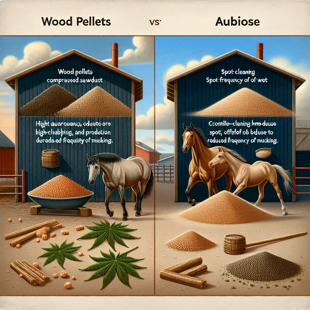 Wood pellets used for horse bedding