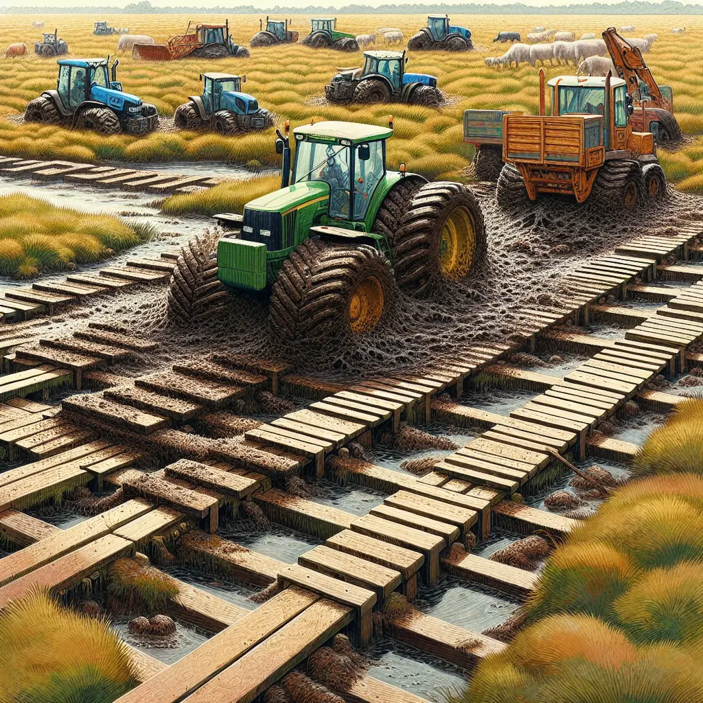 Bog Mats Protecting Grazing Fields - Wooden Mats