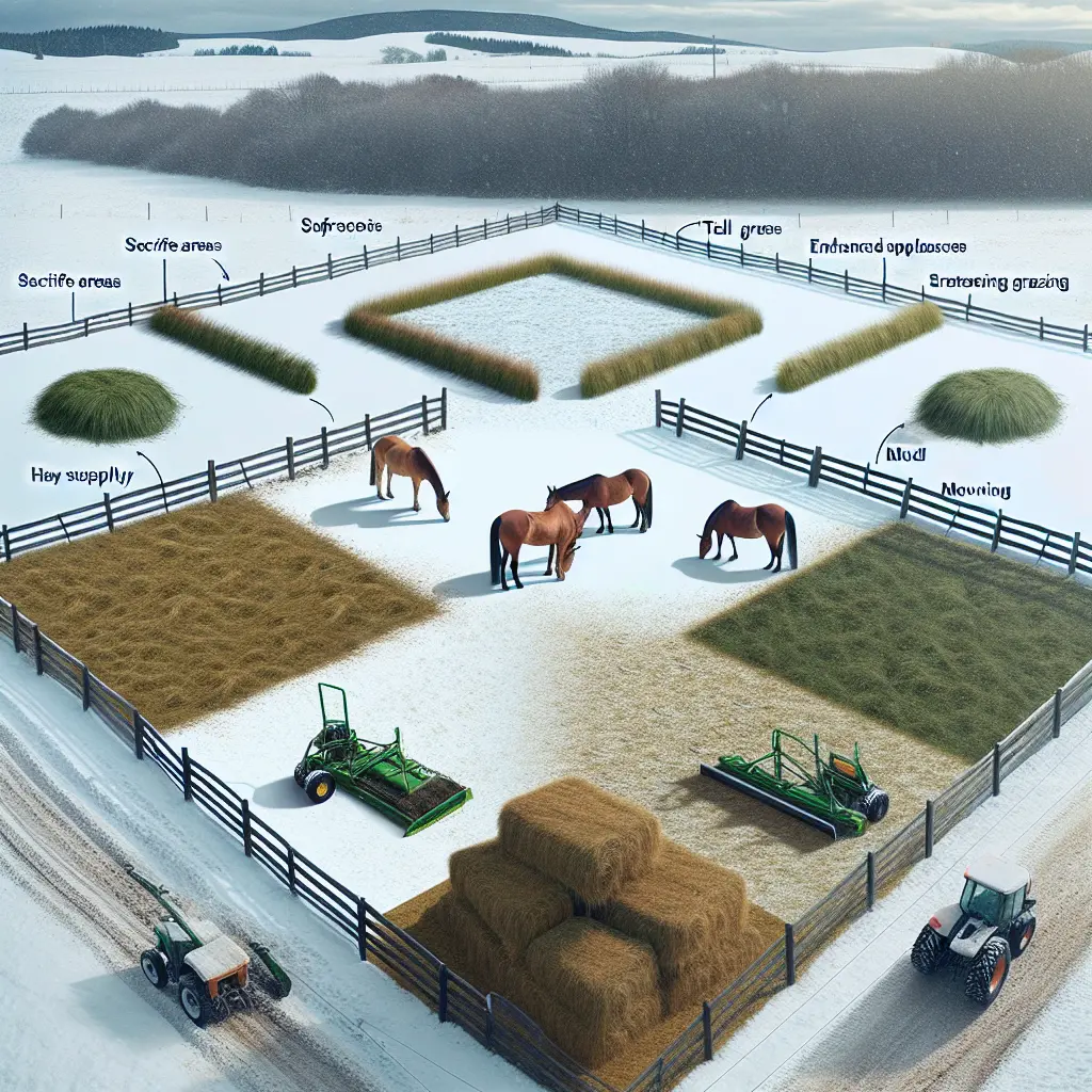 How to Manage Fields with Excess Lush Grass for Horses During Winter - Rotational Grazing Example