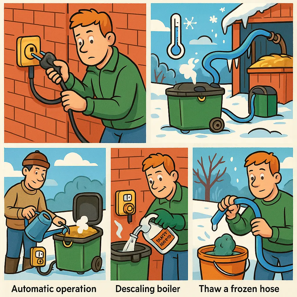 Haygain Steaming In UK Winter: Power, Freeze, Descale