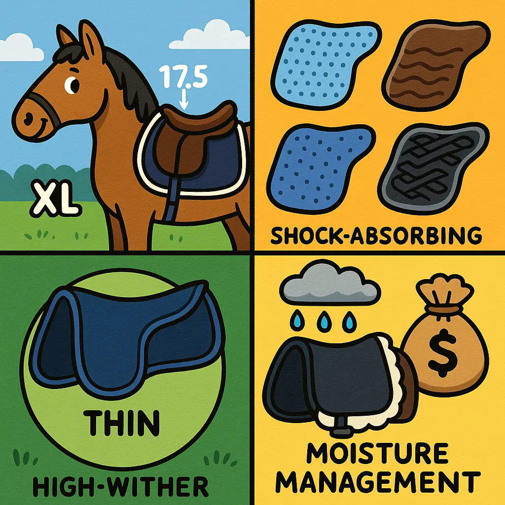 Saddle Pads For Long-Backed Horses: 17.5in Jump Fit