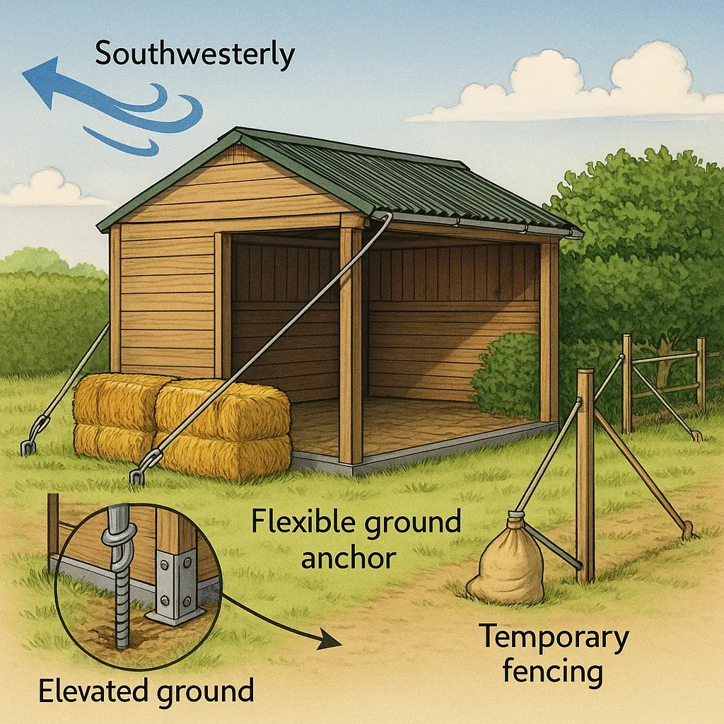 Field Shelter Storm-Proofing: Anchors And Windbreaks