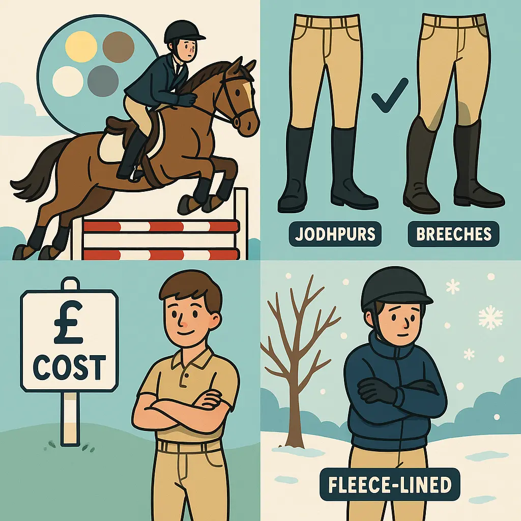 Boys’ Show Jumping Breeches & Jodhpurs: UK Colours, Budget