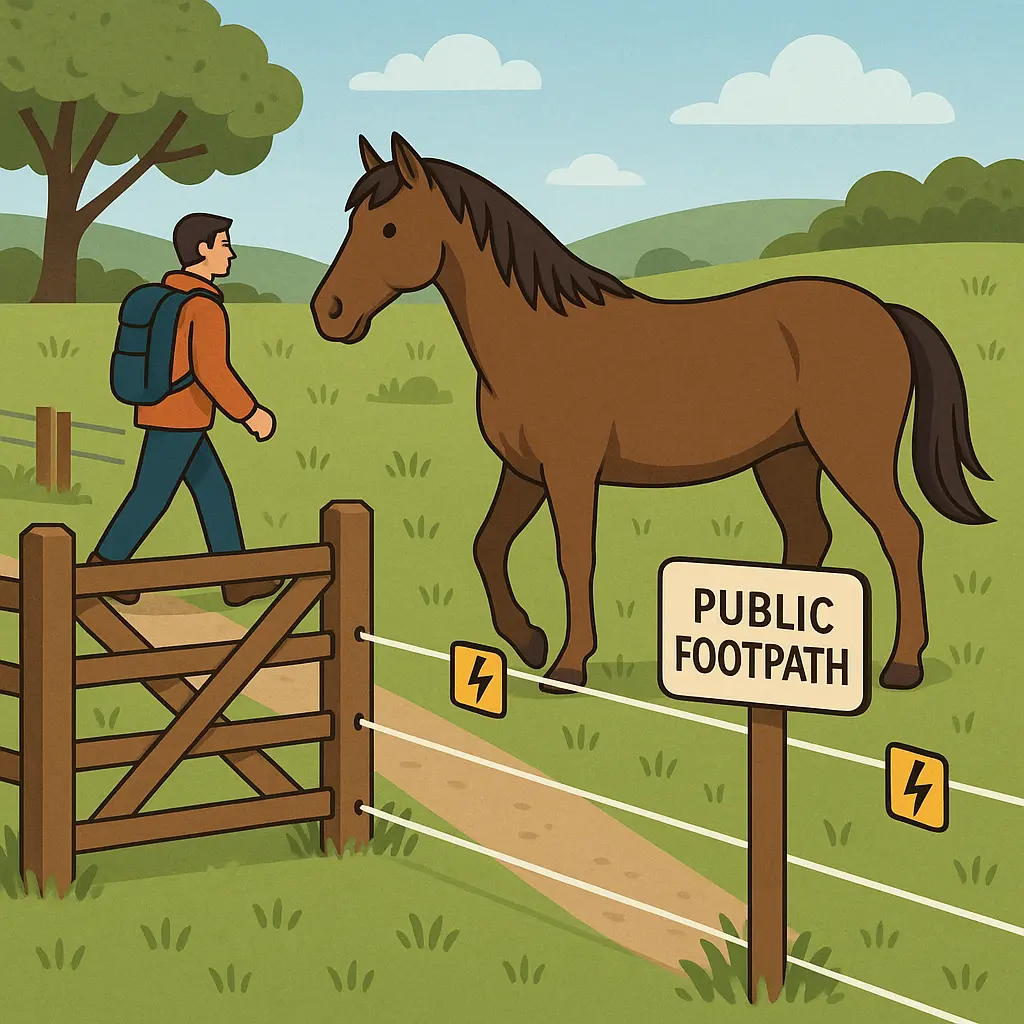 Public Footpaths In Horse Fields: Fencing, Signs, Cover